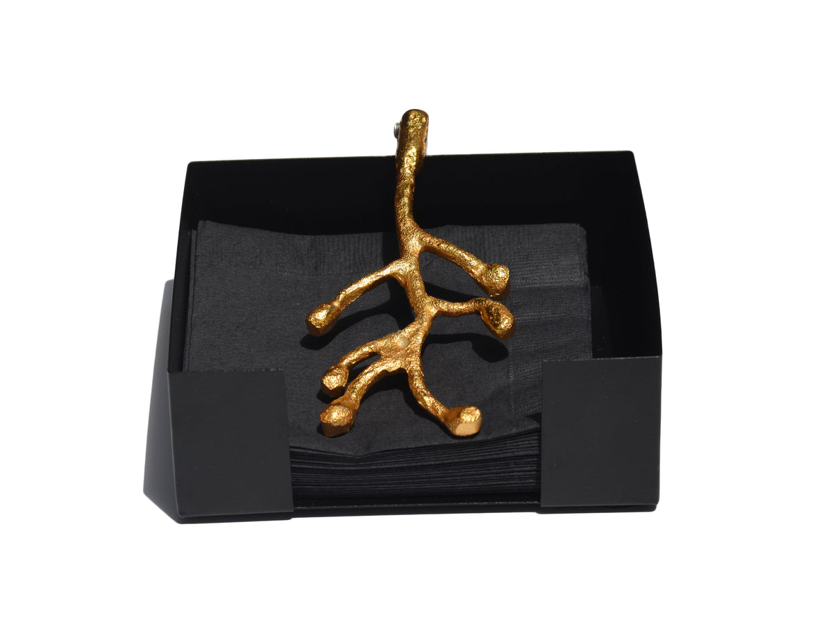 Vibhsa Napkin Holder Dining Decor (Gold Olive Bud)