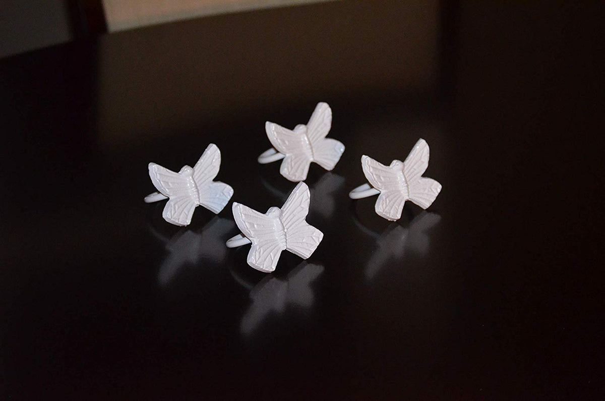 Vibhsa White Butterfly Napkin Rings | Set of 4, Handcrafted Aluminum
