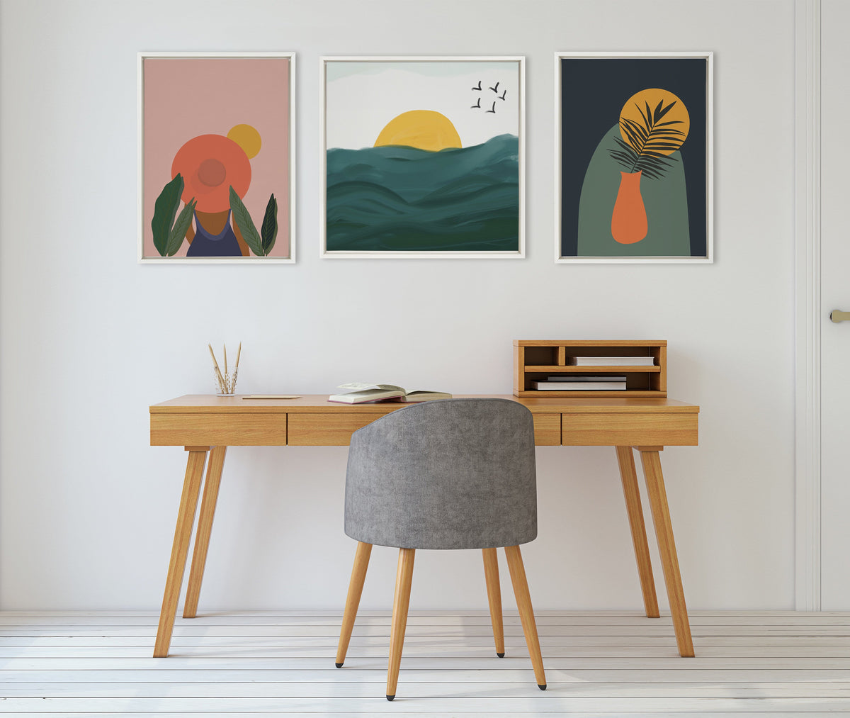 Sylvie Horizon Framed Canvas by Oris Eddu