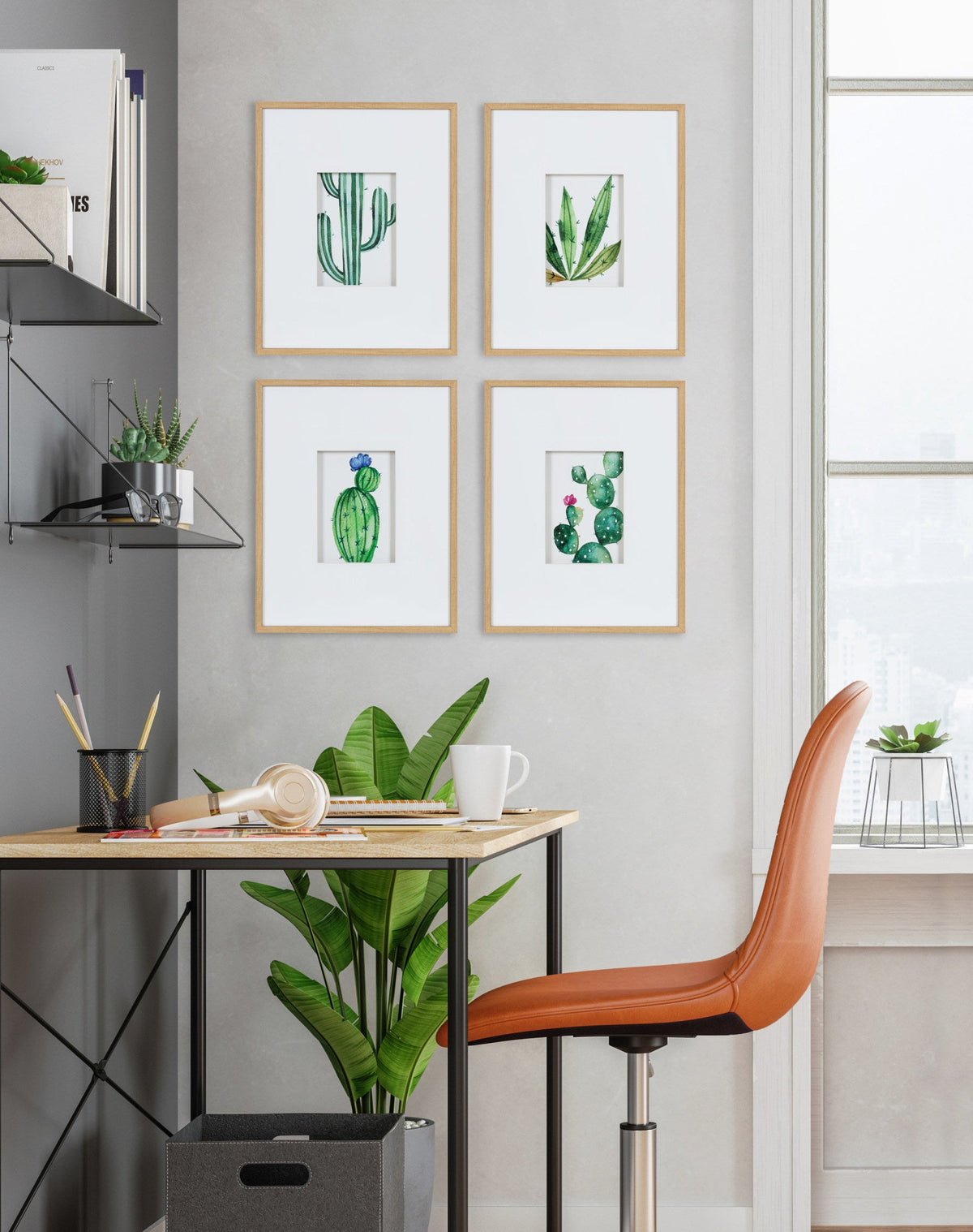 Liev Succulent Framed Print Art Set of 4 by Maja Mitrovic