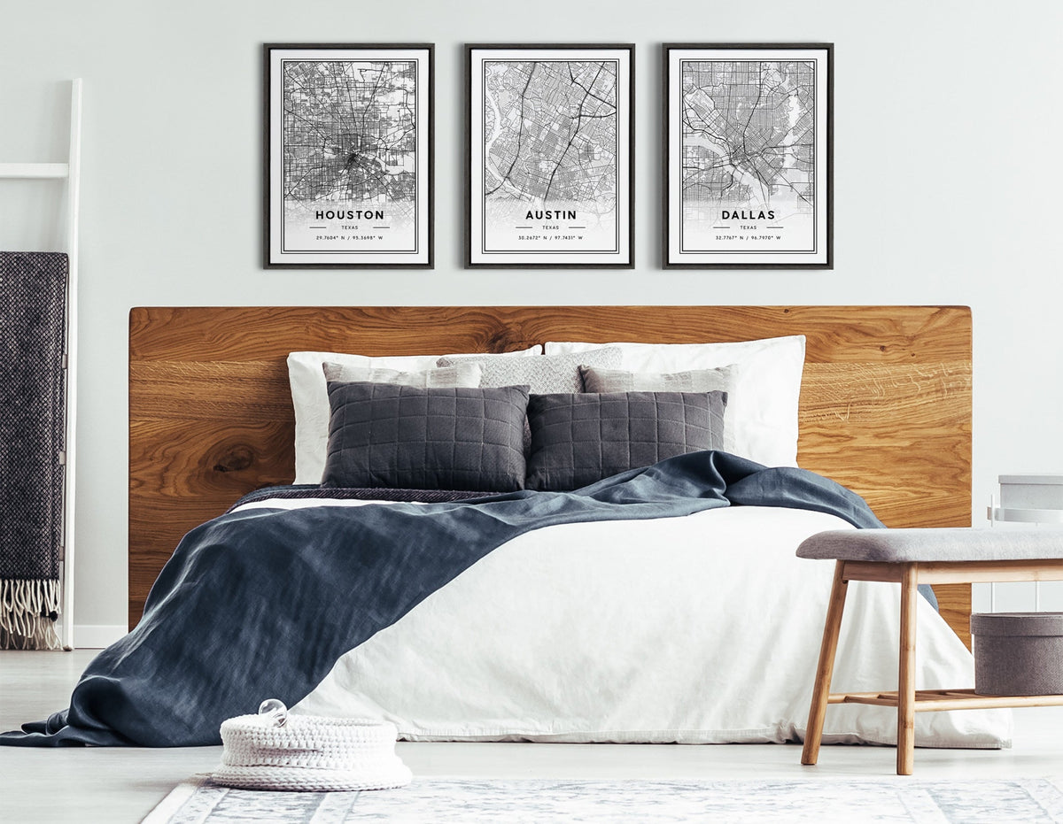 Sylvie Austin Modern Map Framed Canvas by Jake Goossen