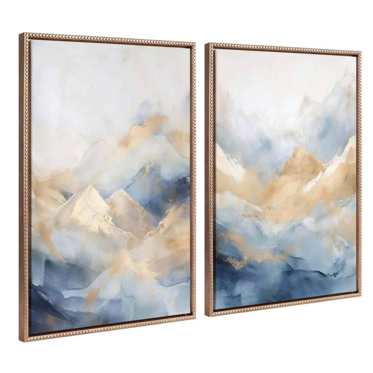 Sylvie Beaded Blue Mountains I and II Framed Canvas Art Set of 2 by Amy Lighthall