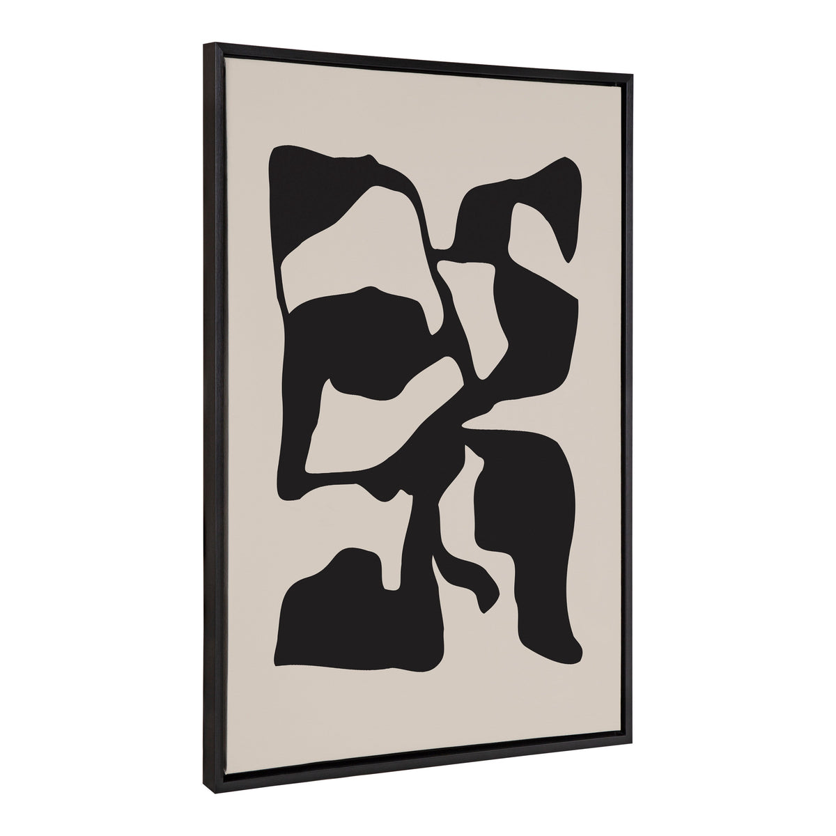 Sylvie Distorted Shapes of Black and Tan Framed Canvas by The Creative Bunch Studio