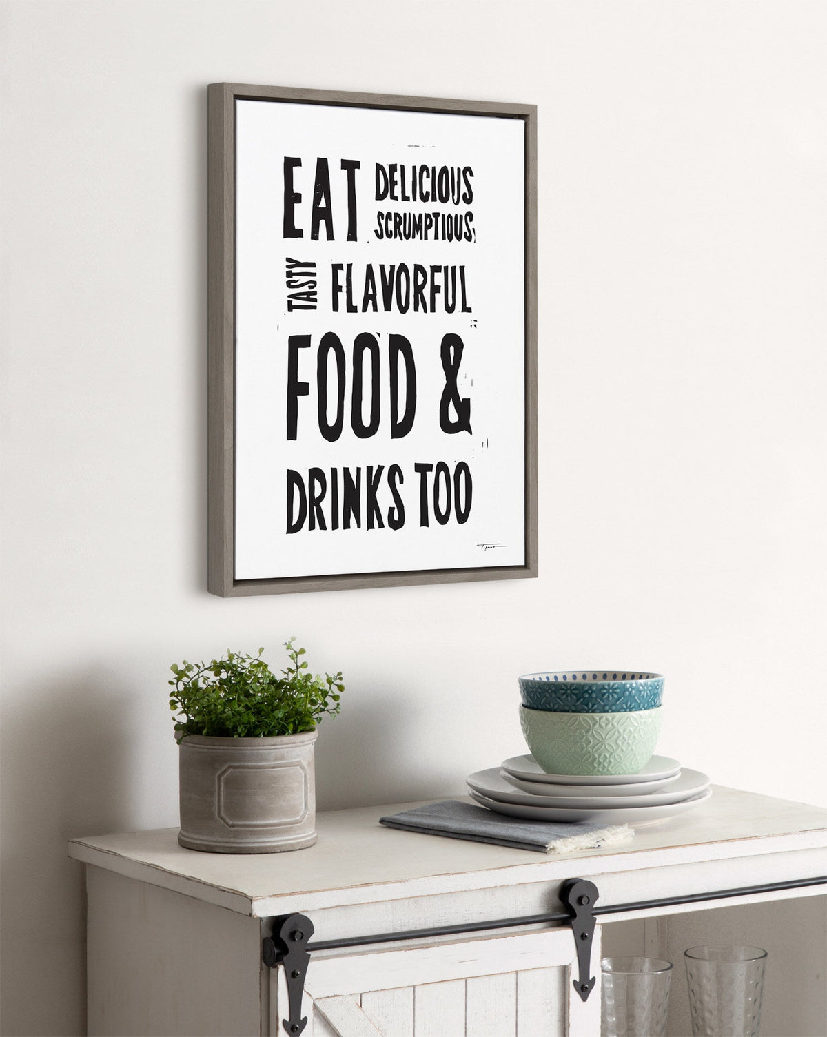 Sylvie Eat Delicious Food Framed Canvas by Statement Goods