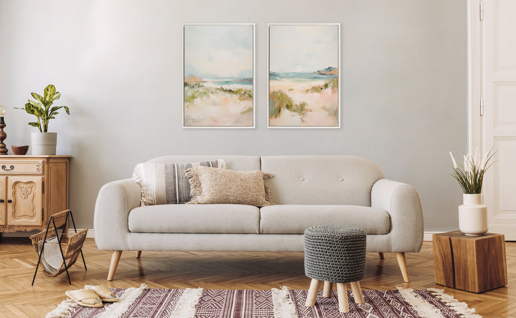 Sylvie Beaded Tranquil Landscape III and V Framed Canvas Art Set of 2 by Amy Lighthall