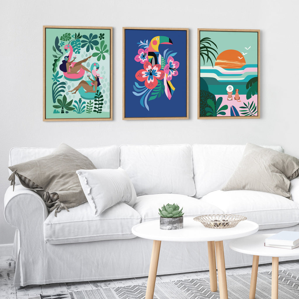 Sylvie Sun Flock Framed Canvas by Rachel Lee of My Dream Wall