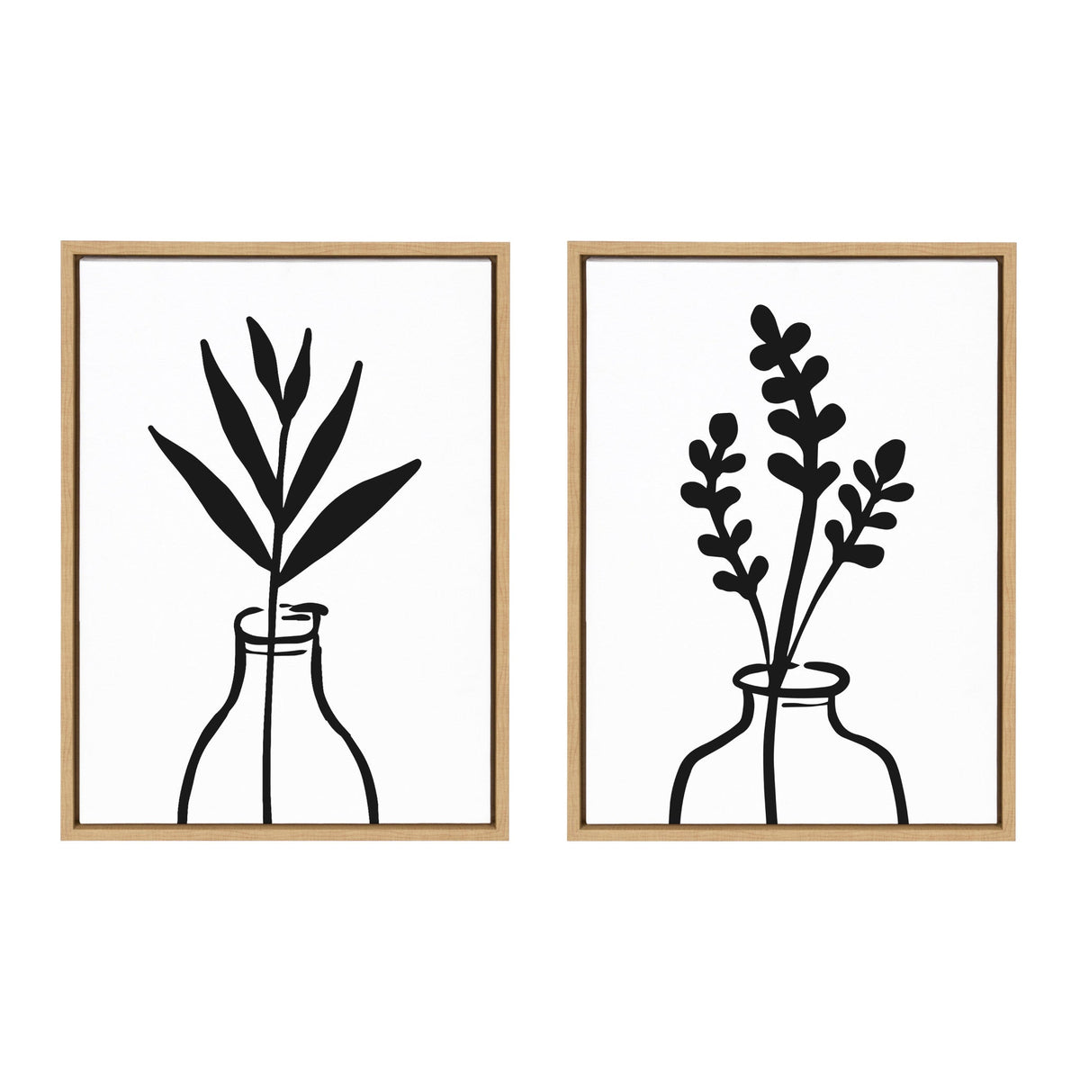 Sylvie Modern Botanical Vase Framed Canvas Set of 2 by The Creative Bunch Studio