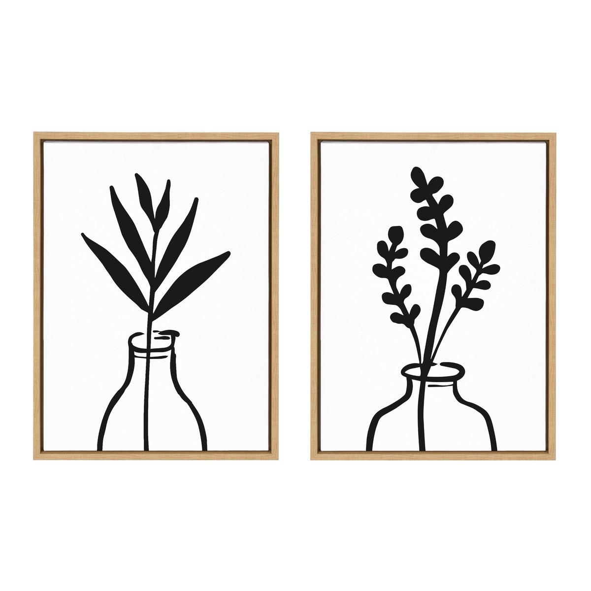 Sylvie Modern Botanical Vase Framed Canvas Set of 2 by The Creative Bunch Studio