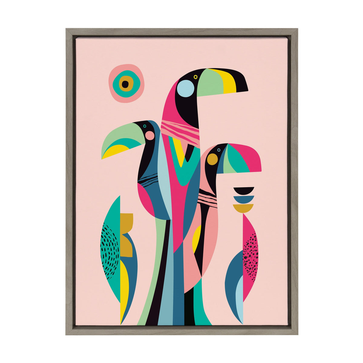 Sylvie Mid Century Modern Tropical Toucan Framed Canvas by Rachel Lee of My Dream Wall