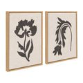 Sylvie Scandi Botanical 2 and 3 Neutral Textured Linen Framed Canvas Art Set of 2 by The Creative Bunch Studio