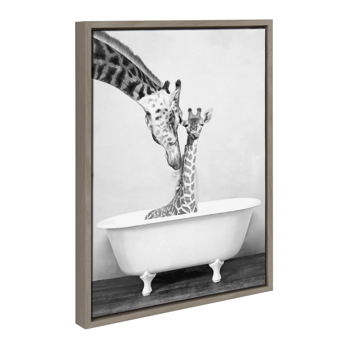 Sylvie Giraffe In Tub Framed Canvas by Amy Peterson Art Studio
