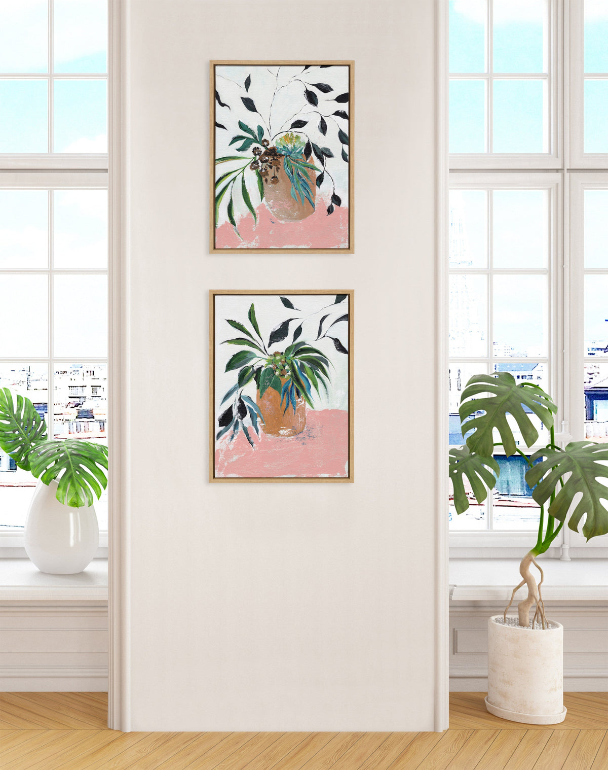 Sylvie Wild Foliage l and II Framed Canvas Art Set of 2 by Nikita Jariwala