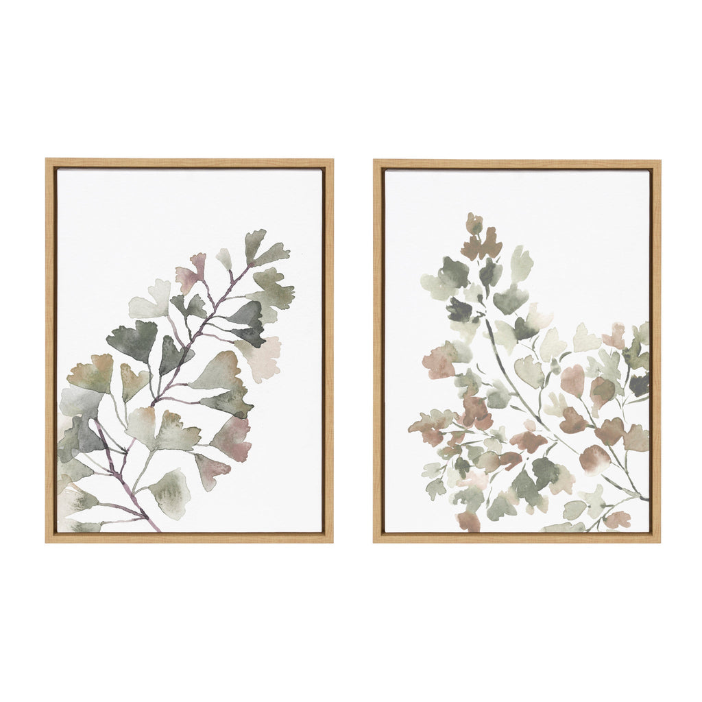 Sylvie Botanical Soft Splitfern and Botanical Soft Maiden Framed Canvas Set of 2 by Sara Berrenson