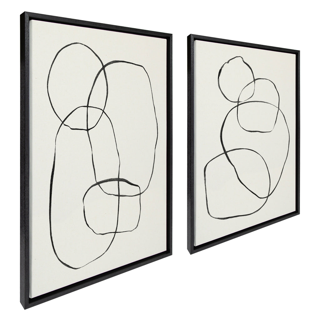 Sylvie Going in Circles Framed Textured Canvas Set of 2 by Teju Reval of SnazzyHues
