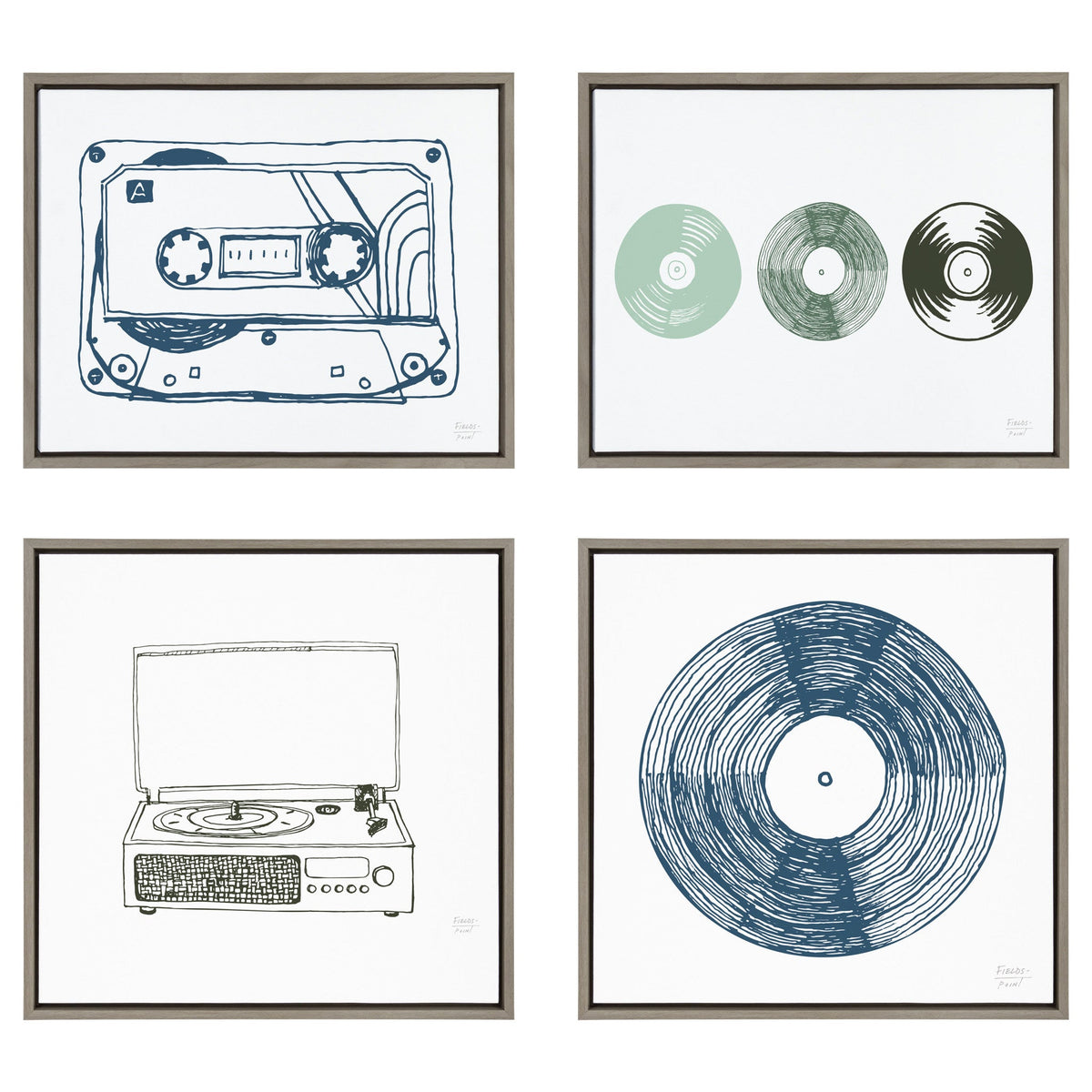 Sylvie Cassette Illustration Framed Canvas by Statement Goods
