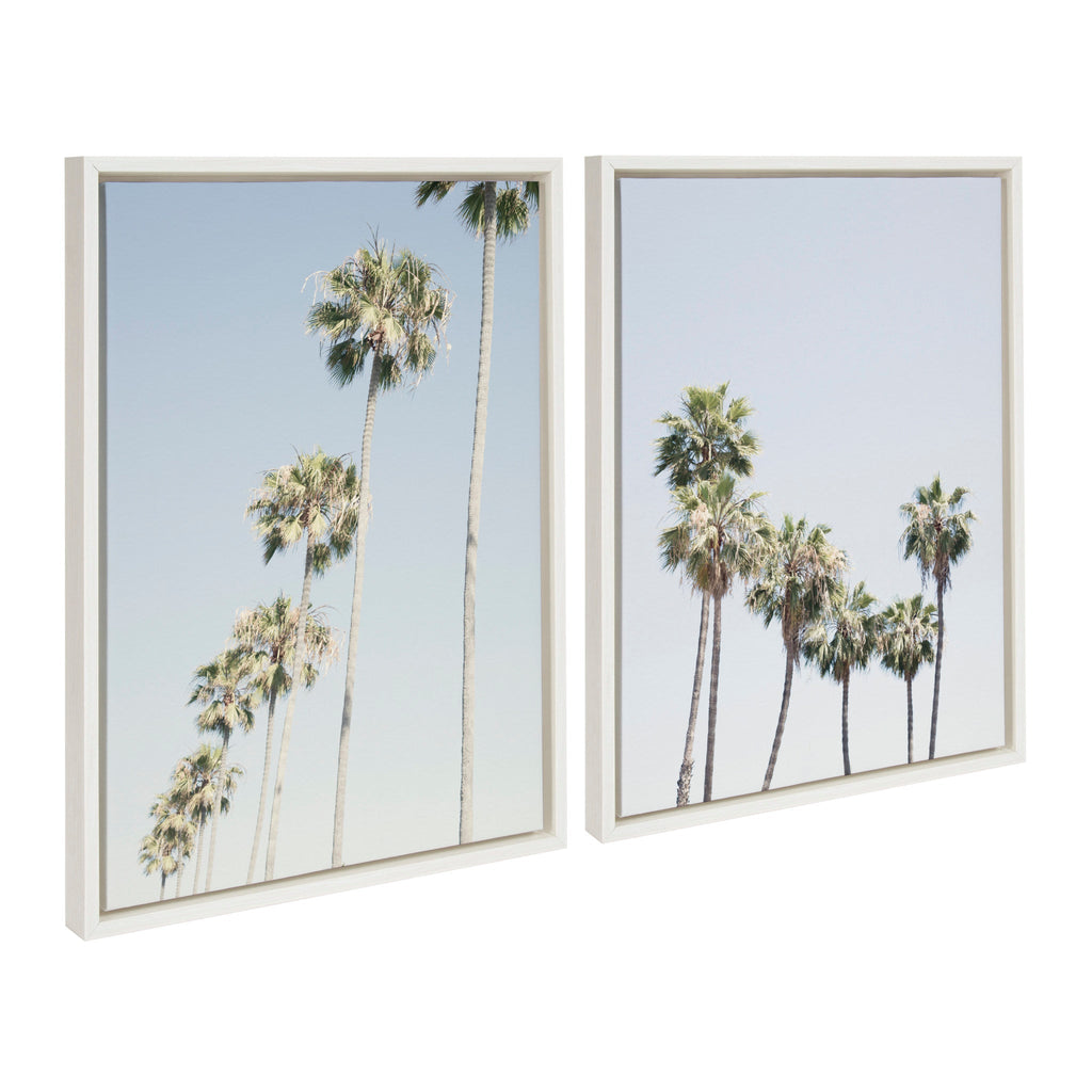 Sylvie Palm tree Row and LA Summer Framed Canvas Set of 2 by Caroline Mint