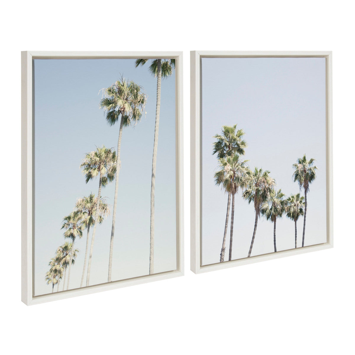 Sylvie Palm tree Row and LA Summer Framed Canvas Set of 2 by Caroline Mint