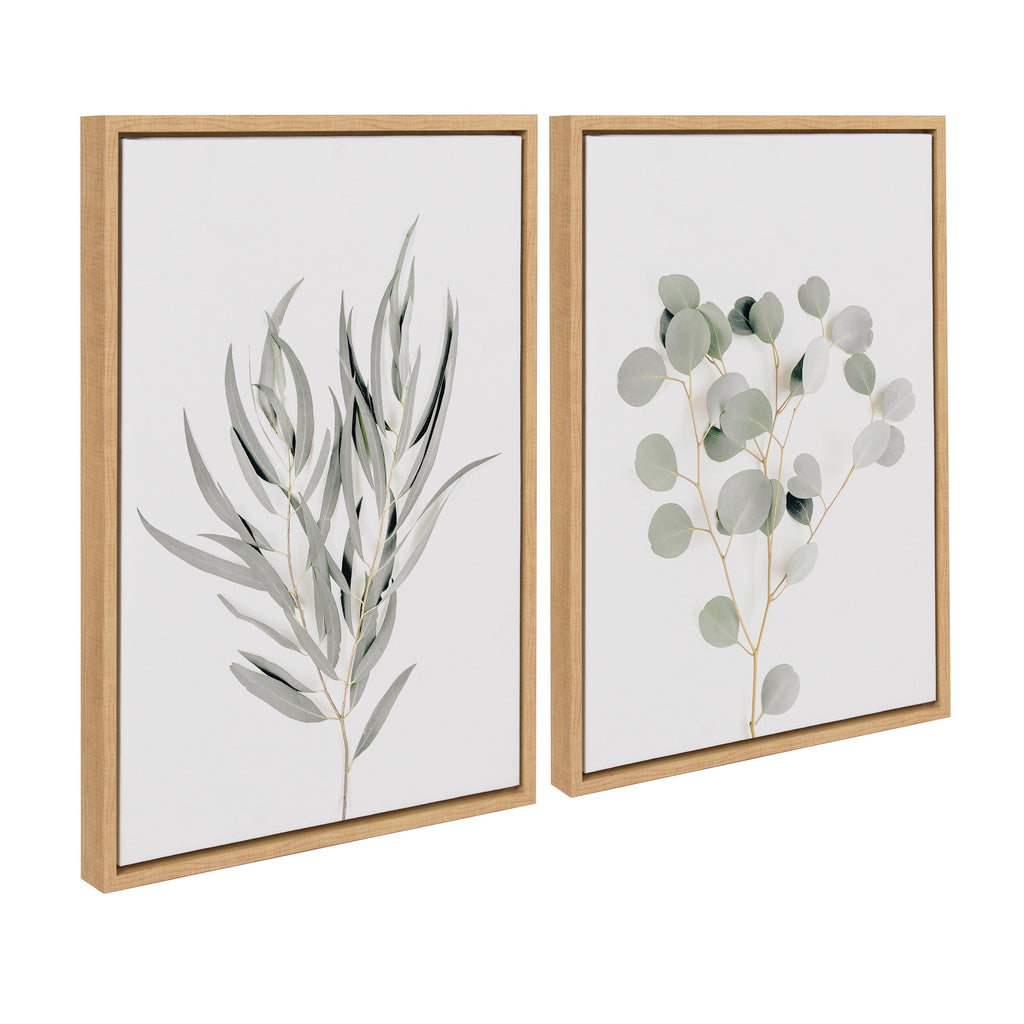 Sylvie Neutral Botanical 1 and 2 Framed Canvas Set of 2 by The Creative Bunch Studio