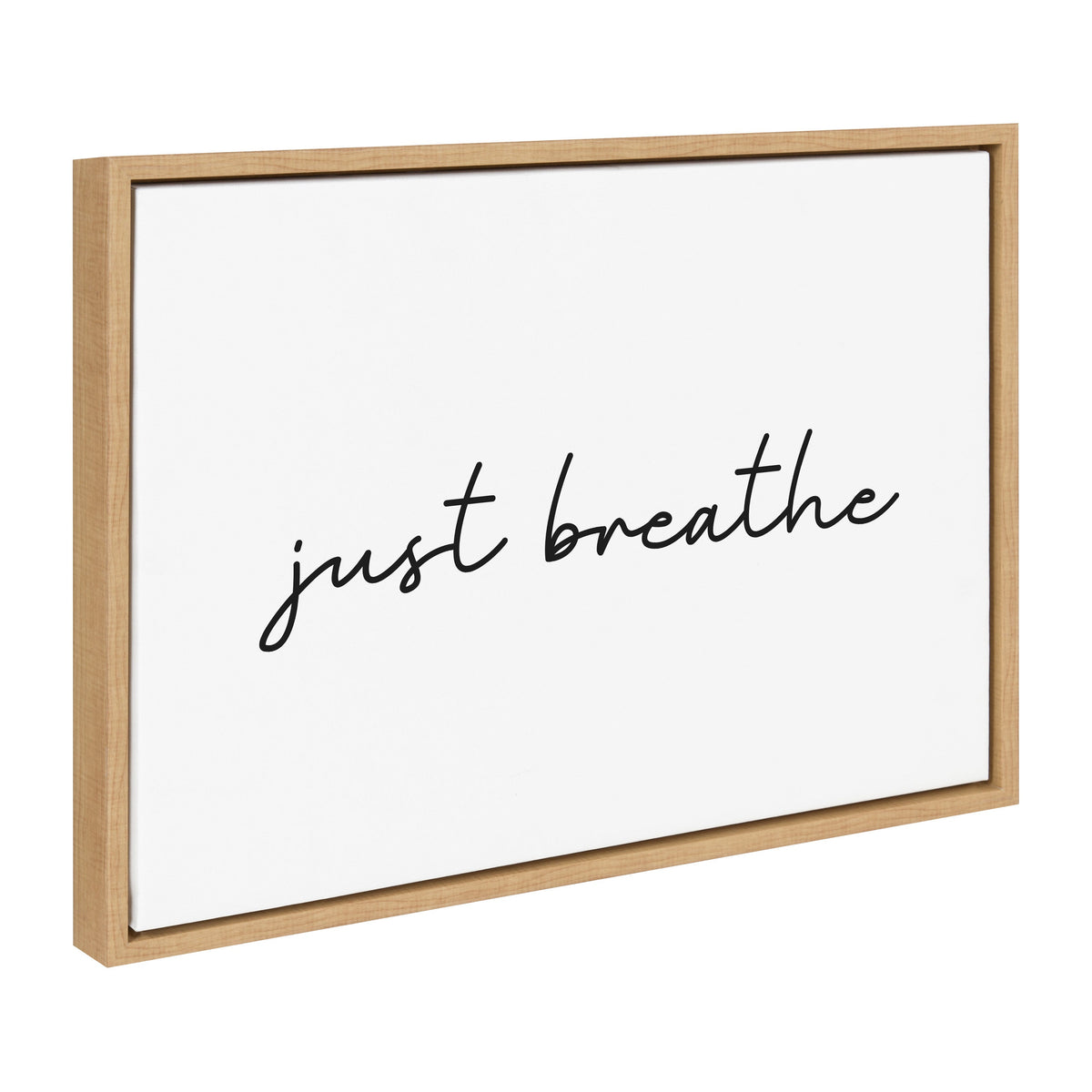 Sylvie Just Breathe Horizontal BW Framed Canvas by The Creative Bunch Studio