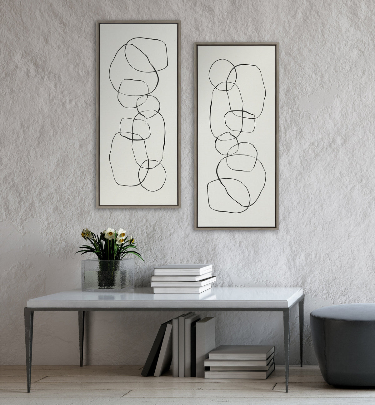 Sylvie Dancing Circles Framed Canvas by Teju Reval of SnazzyHues