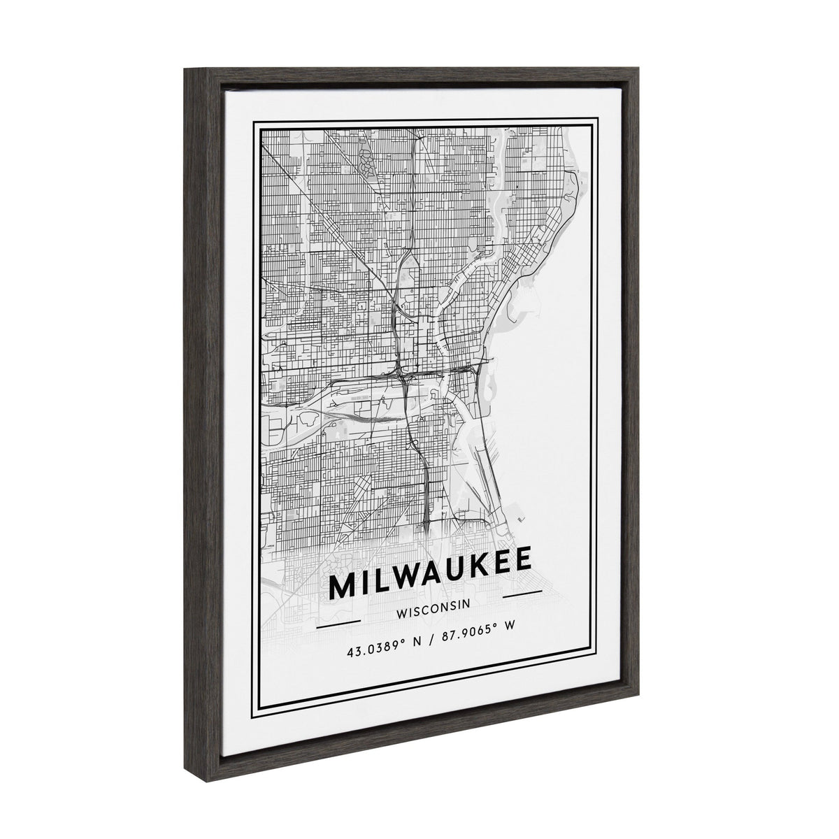 Sylvie Milwaukee Modern Map Framed Canvas by Jake Goossen