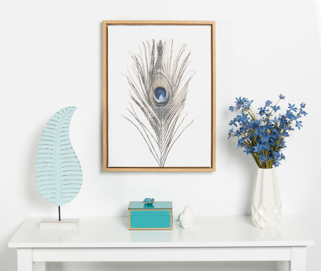 Sylvie Peacock Feather Framed Canvas by Simon Te of Tai Prints