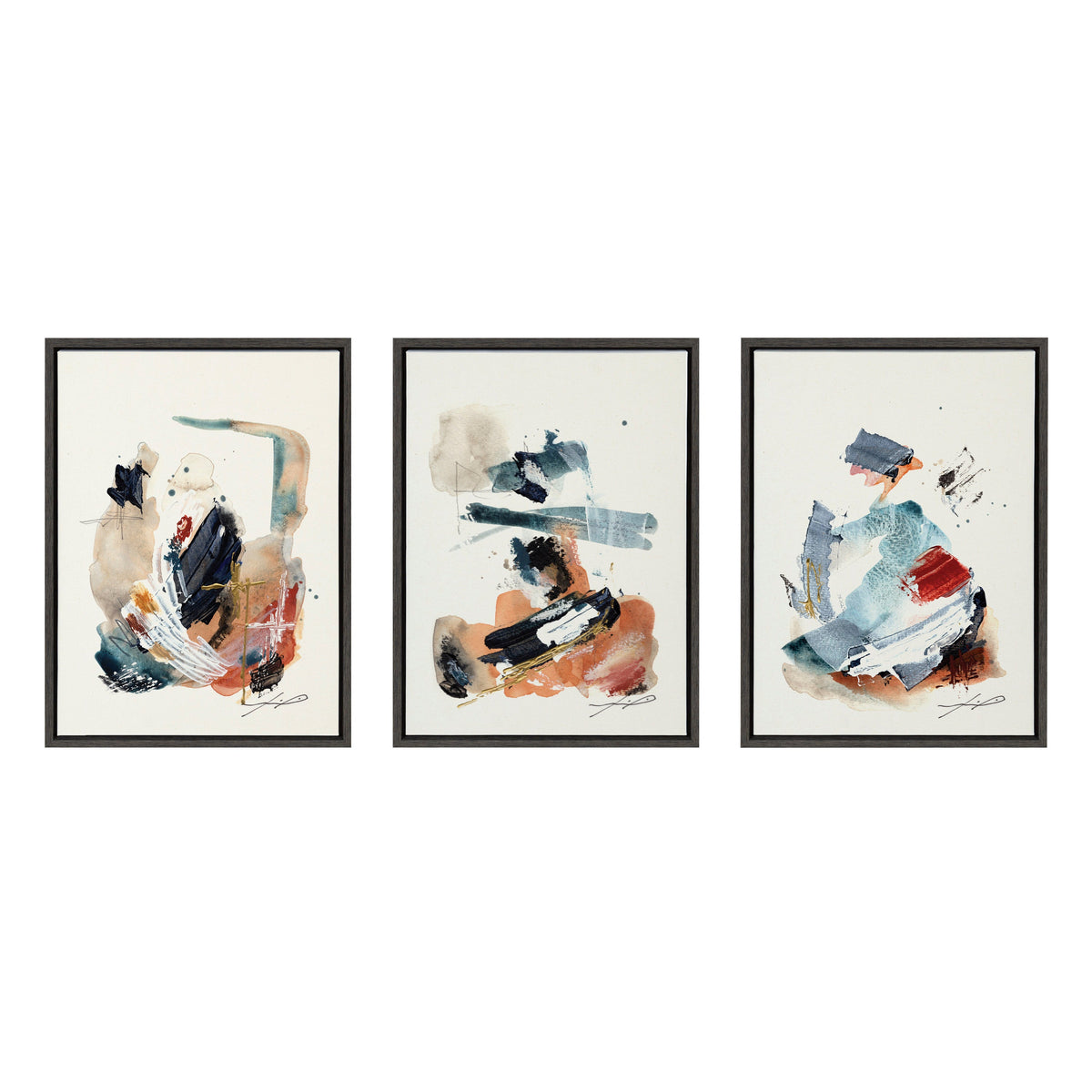Sylvie By The Fireplace Series Framed Canvas Art Set of 3 by Xizhou Xie