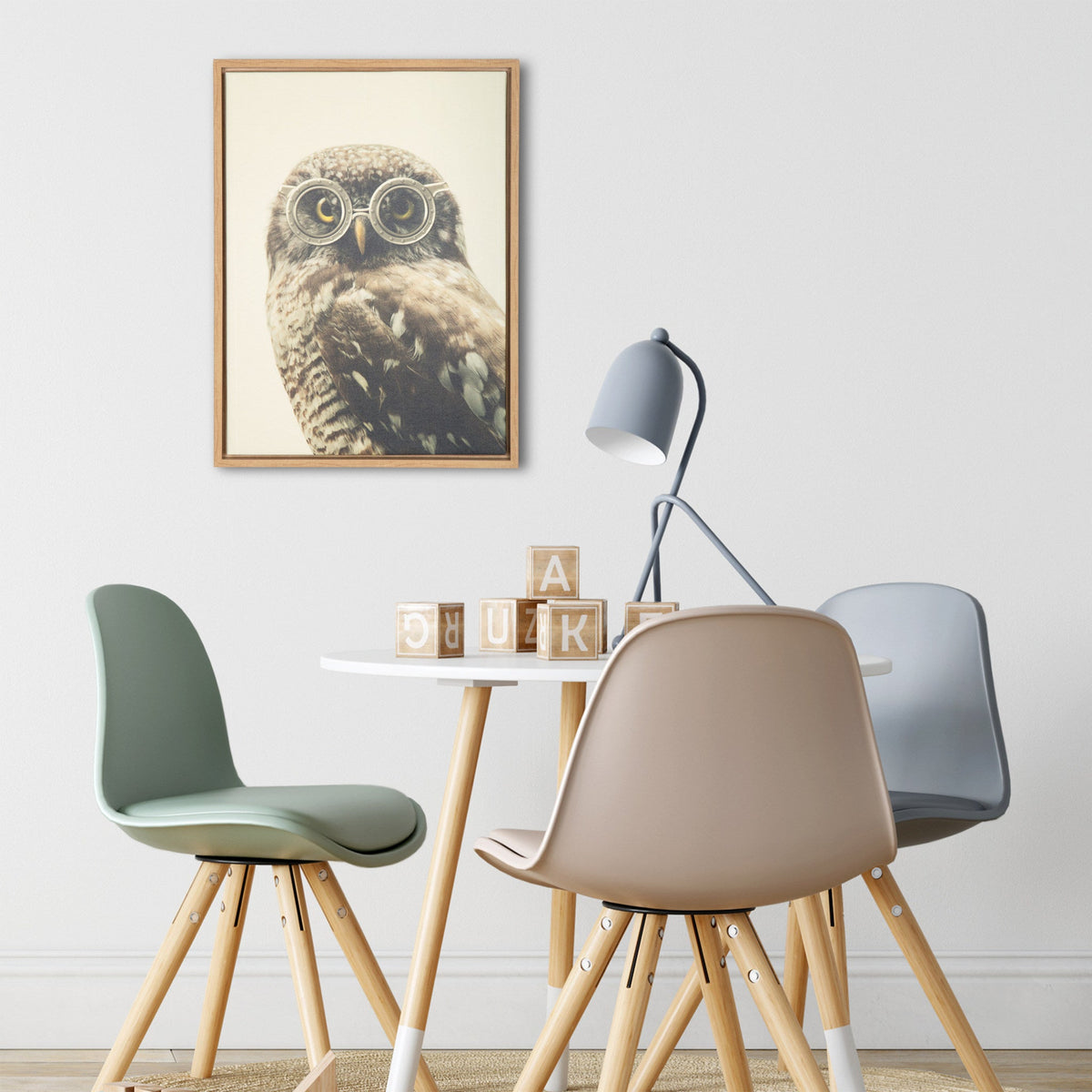 Sylvie Owl Wearing Glasses Framed Canvas by F2 Images