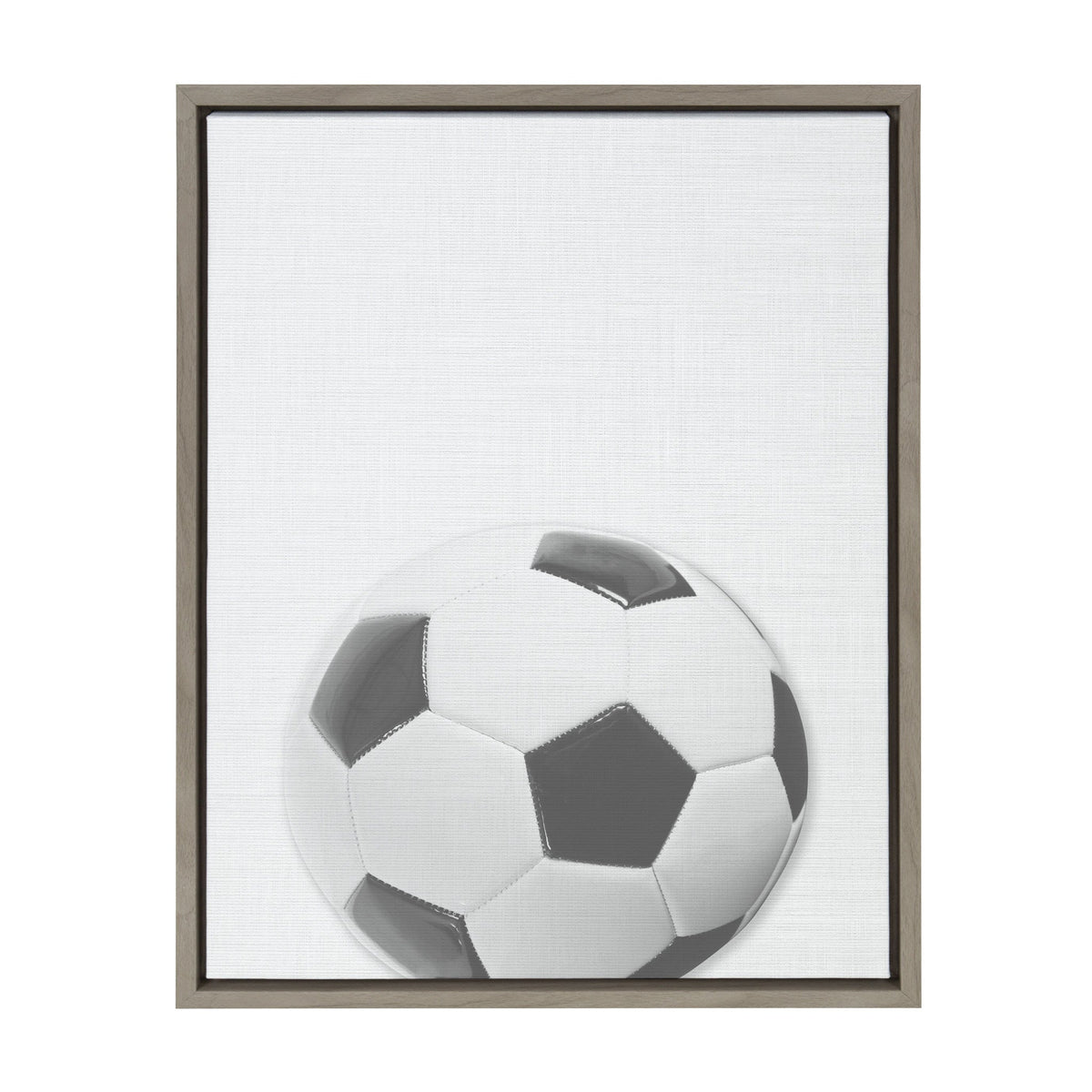 Sylvie Soccer Ball Portrait Framed Canvas, Gray 18x24