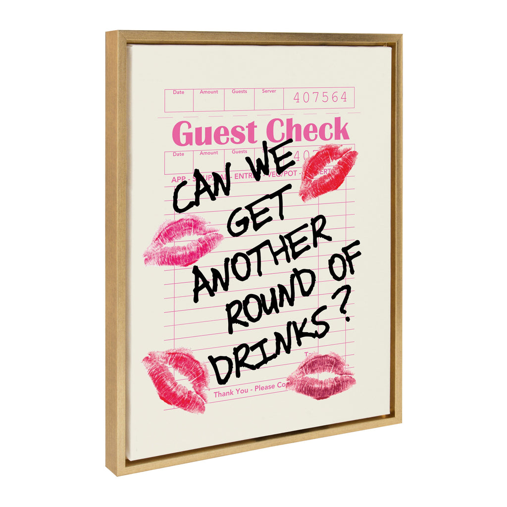 Sylvie Another Round Guest Check Framed Canvas by Alli Standefer