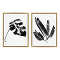 Sylvie 582 Monstera and 583 Banana Leaf Framed Canvas Set of 2 by Teju Reval of SnazzyHues
