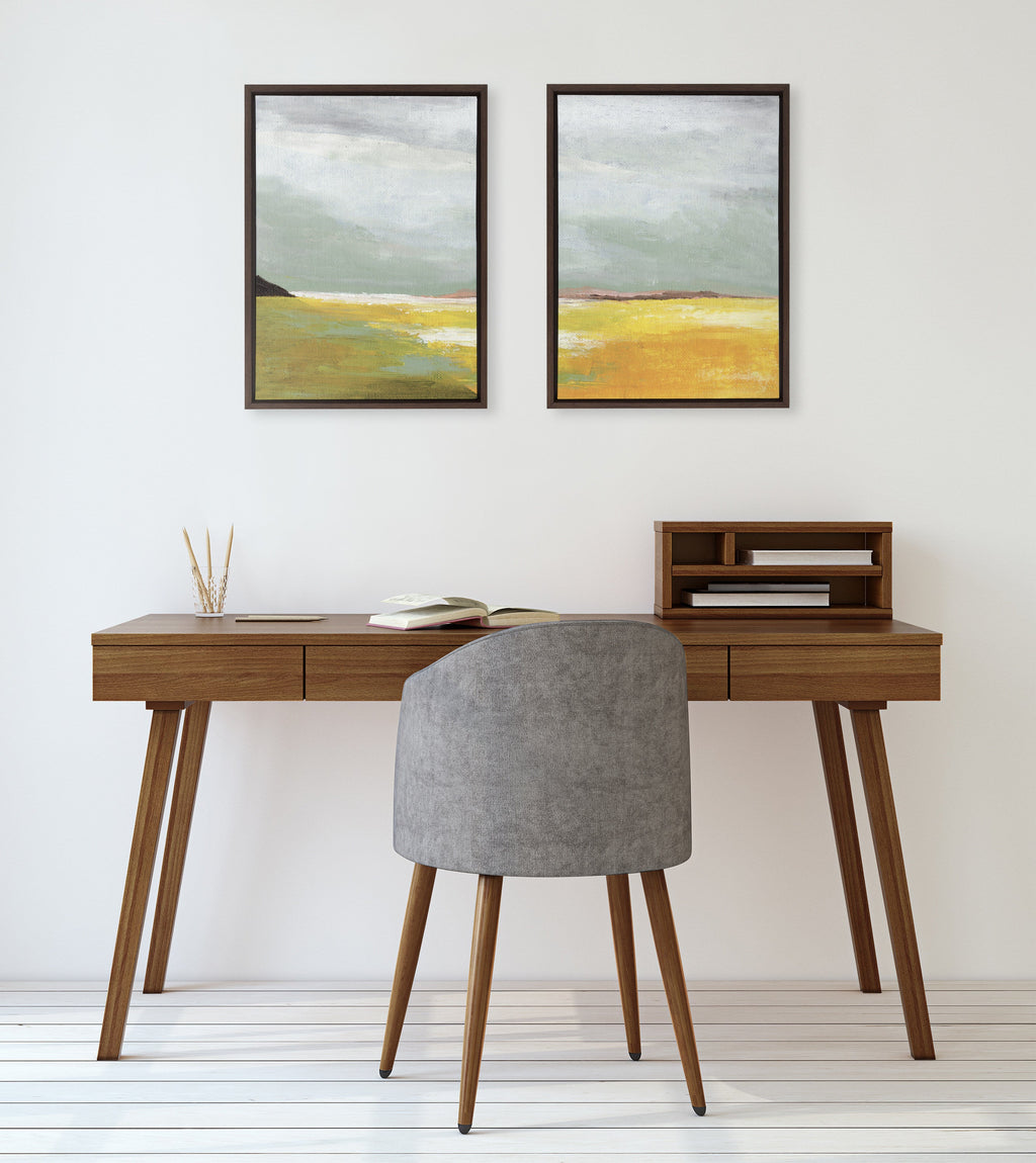 Sylvie Golden Root Lake I and II Framed Canvas Art Set of 2 by Nikita Jariwala