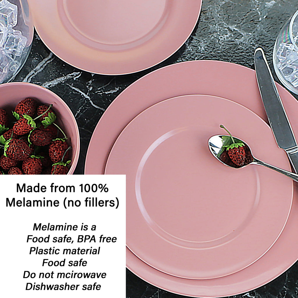12-Piece Melamine Dinnerware Set for 4, Pink