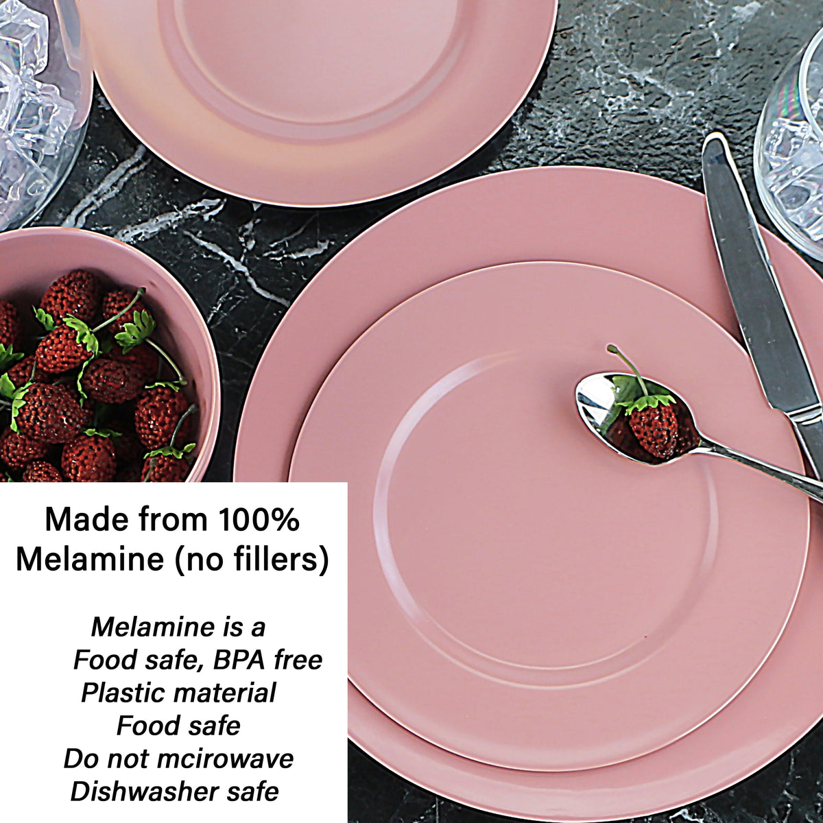 12-Piece Melamine Dinnerware Set for 4, Pink