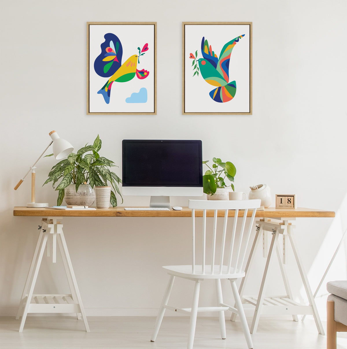 Sylvie Peace Dove Framed Canvas by Rachel Lee of My Dream Wall