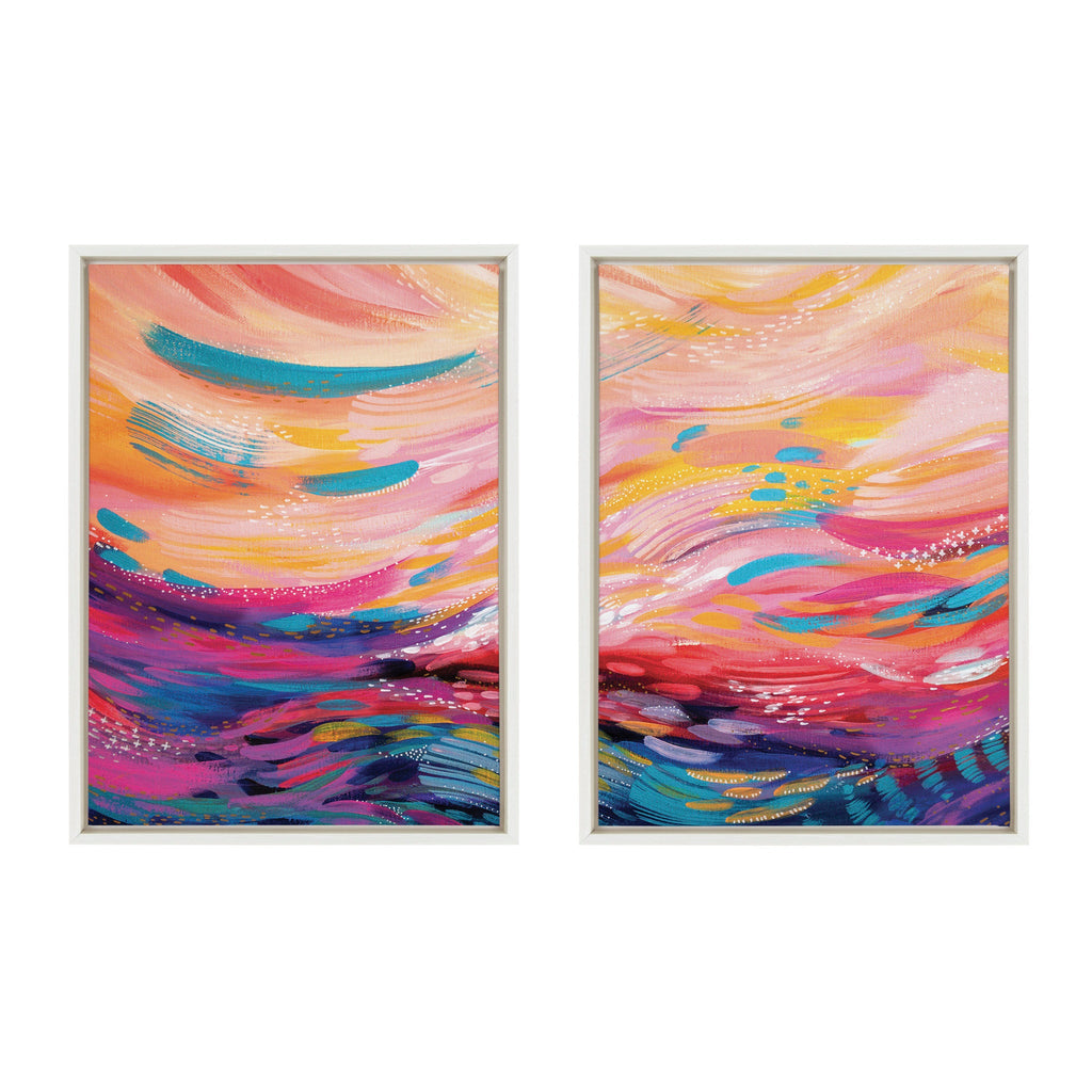Sylvie Brush Strokes 90 Framed Canvas Set by Jessi Raulet of Ettavee