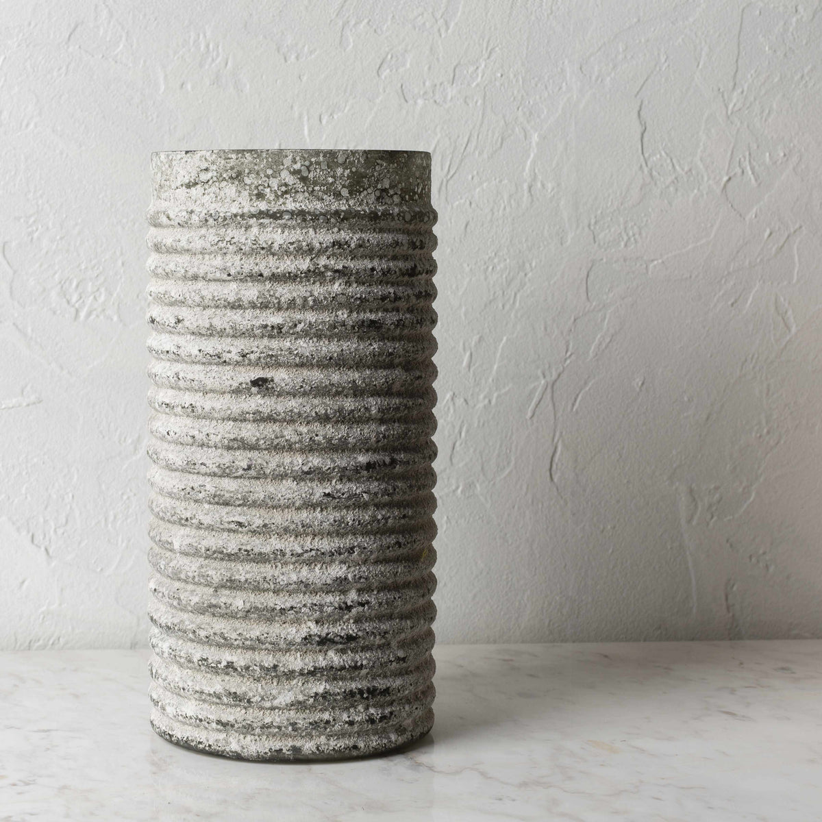 Polopina Gray Textured Cylindrical Glass Decor