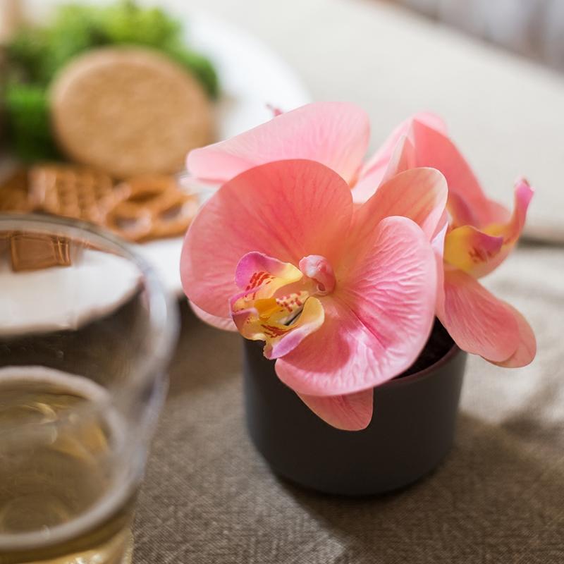 Artificial Mini Real Touch Orchid in Peach Pink
