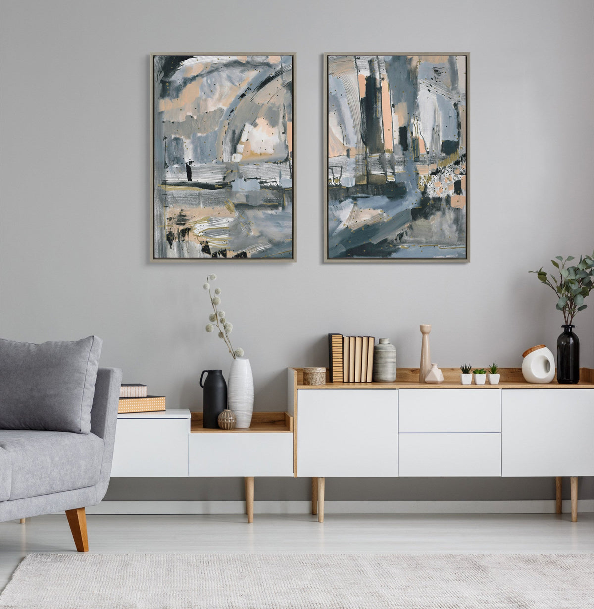 Sylvie Harbor Nights Set No 1 and Harbor Nights Set No 2 Framed Canvas Set of 2 by Leah Nadeau