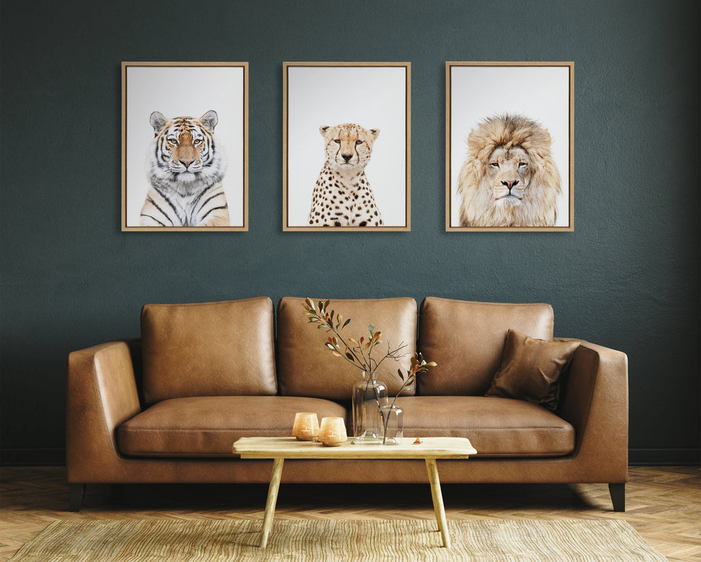 Sylvie Lion Stare Portrait Framed Canvas by Amy Peterson Art Studio
