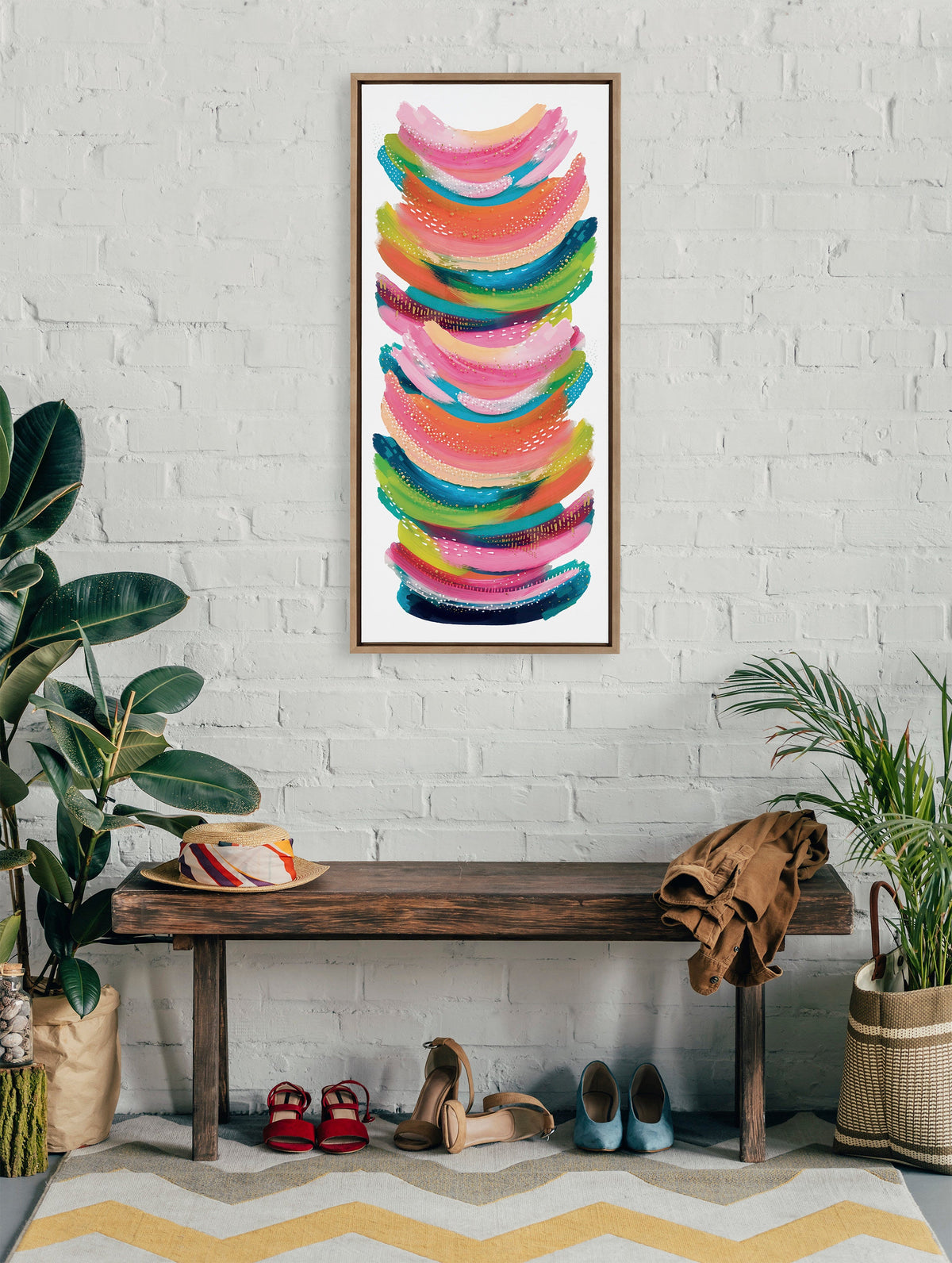 Sylvie Bright Abstract Framed Canvas by Jessi Raulet of Ettavee