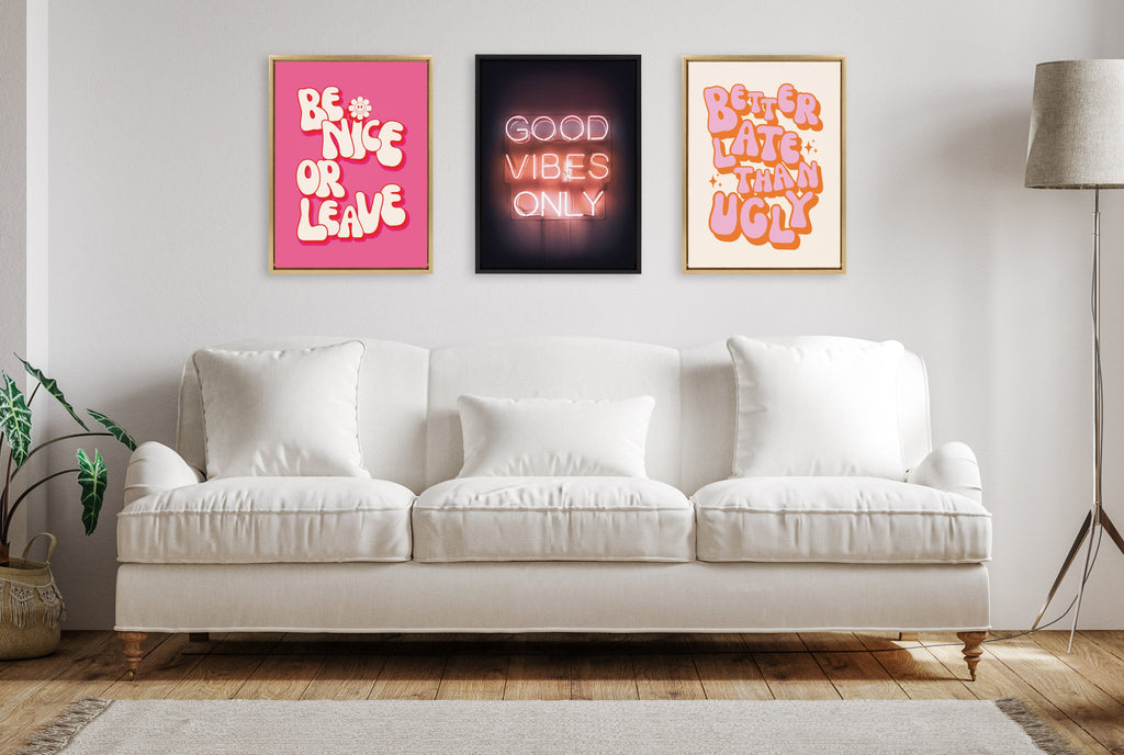 Sylvie Be Nice or Leave Framed Canvas by Honey Island Studio