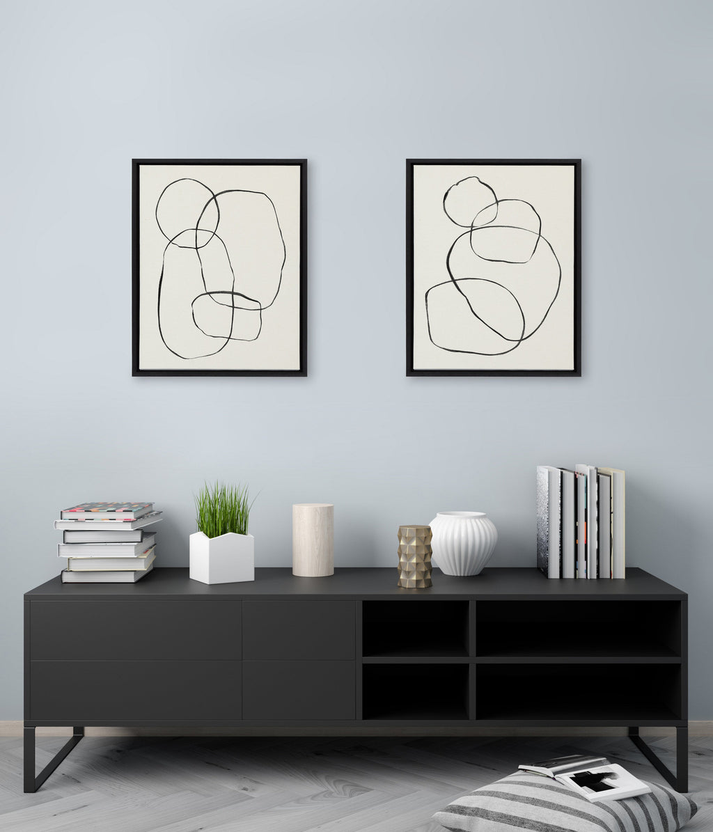 Sylvie Going in Circles Framed Textured Canvas Set of 2 by Teju Reval of SnazzyHues