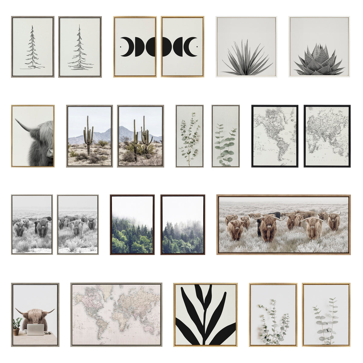 Sylvie Minimalist Evergreen Trees Sketch Framed Canvas by The Creative Bunch Studio