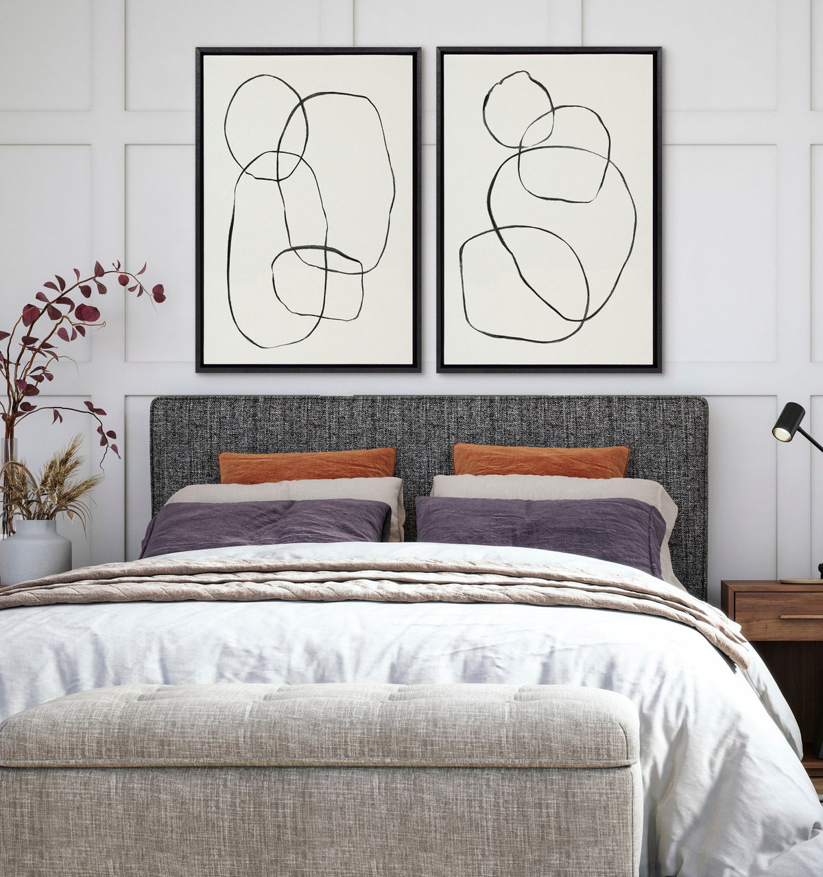 Sylvie Going in Circles Framed Textured Canvas Set of 2 by Teju Reval of SnazzyHues
