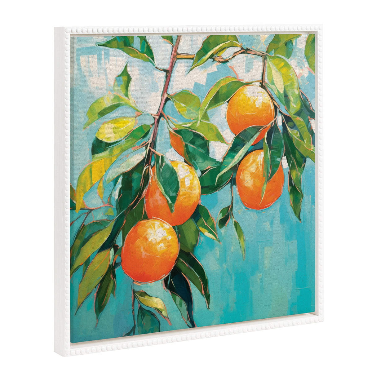 Sylvie Beaded Orange Tree Framed Canvas by The Creative Bunch Studio