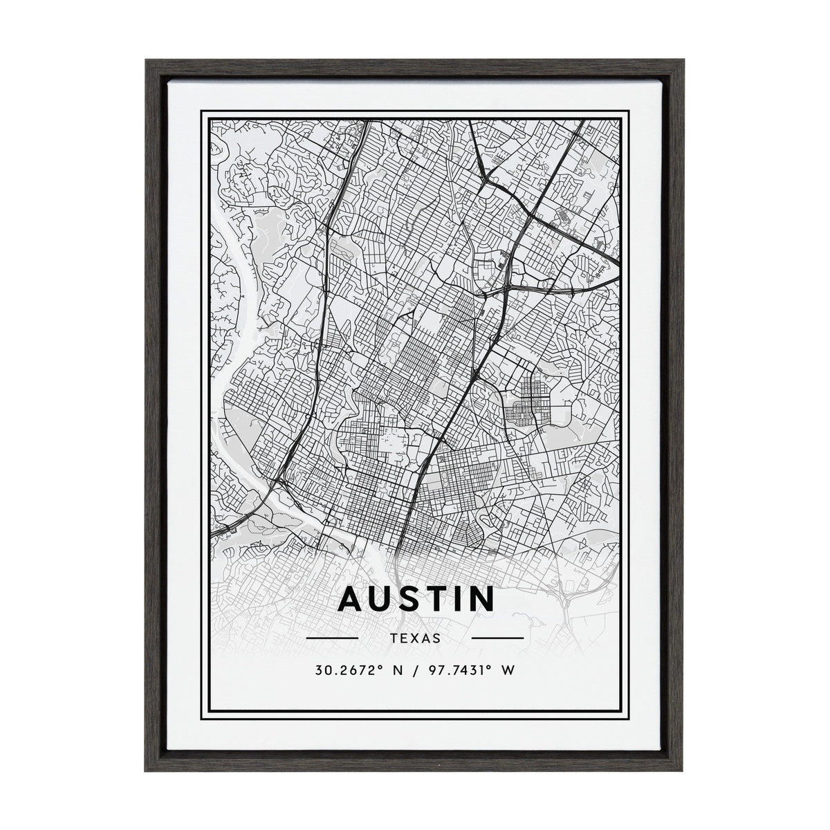 Sylvie Austin Modern Map Framed Canvas by Jake Goossen