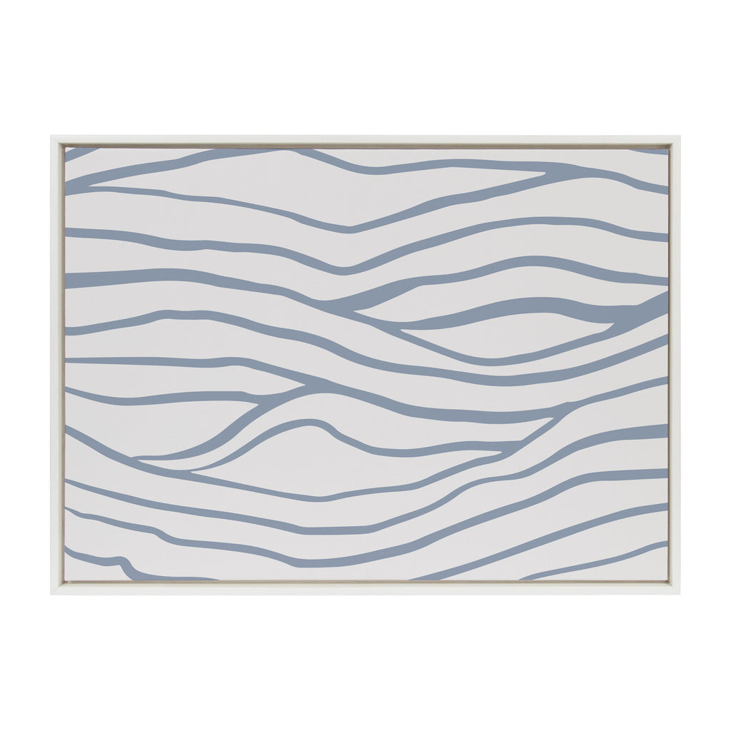 Sylvie Simple Elegant Coastal Waves Framed Canvas by The Creative Bunch Studio