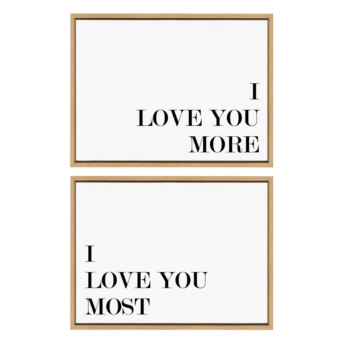 Sylvie I Love You More and I Love You Most Framed Canvas Art Set of 2 by Maggie Price of Hunt and Gather Goods