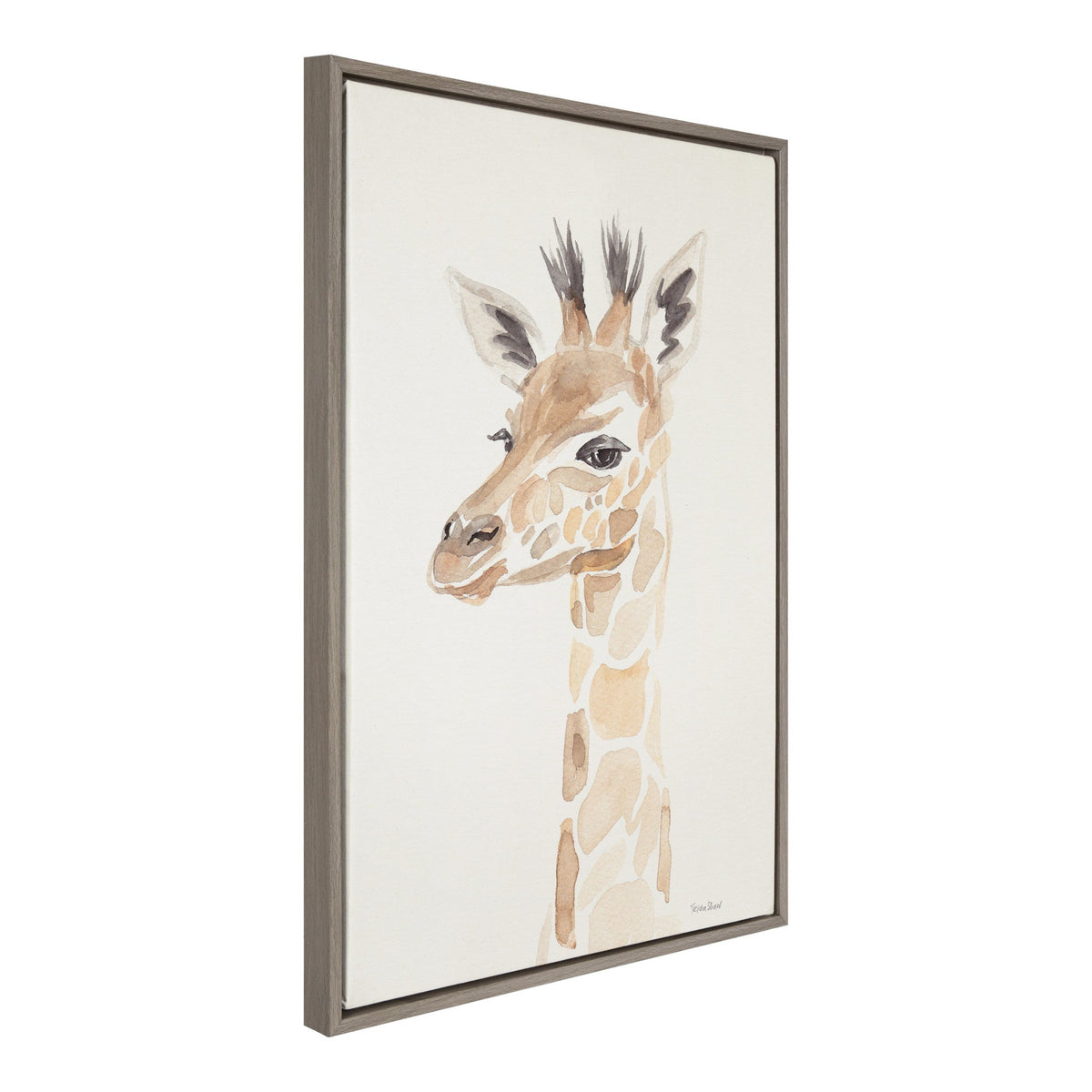 Sylvie Watercolor Giraffe Framed Canvas by Patricia Shaw
